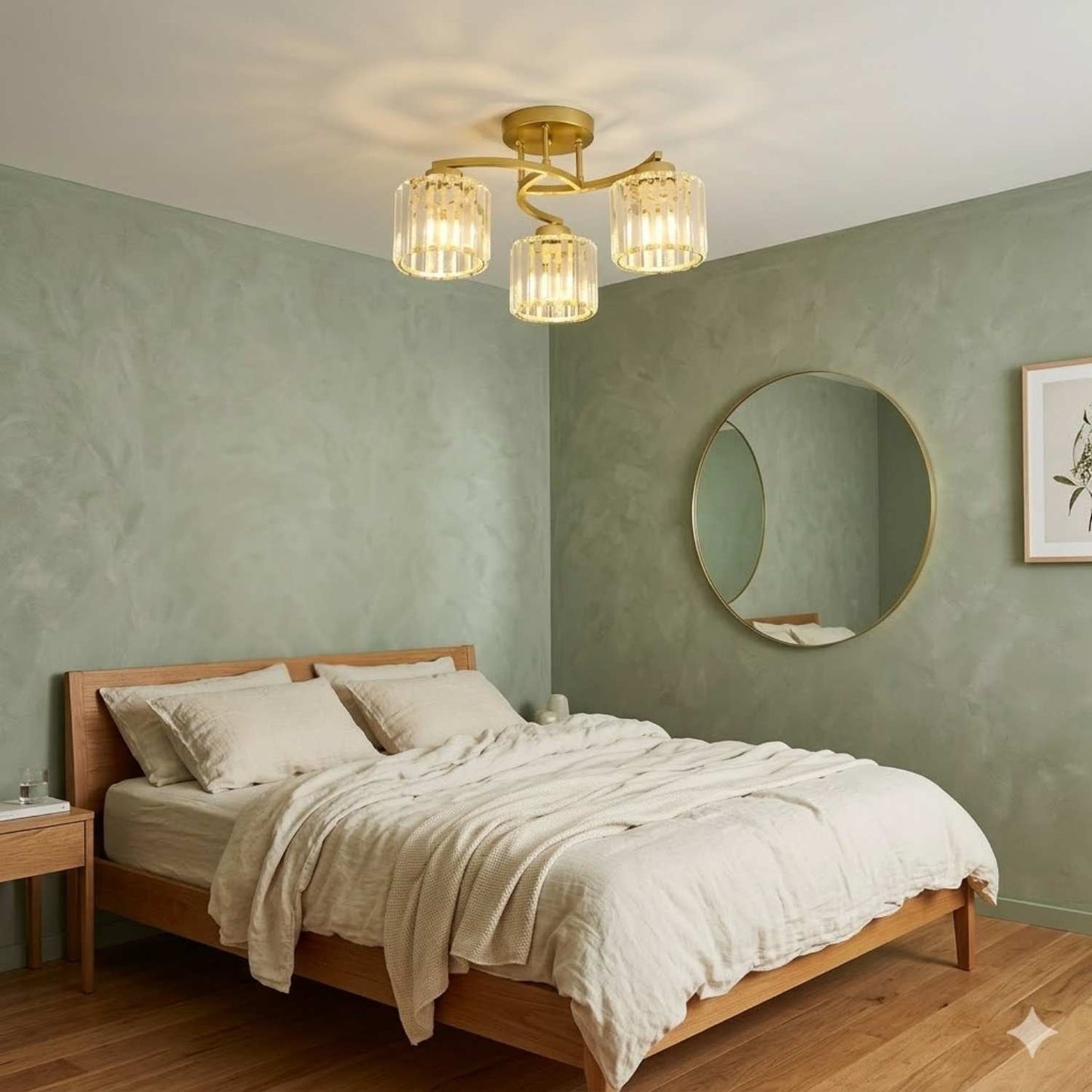Ceiling Flush Mount Light Iron Crystal | 53 x 26 cm | E27 x 3 Triple LED