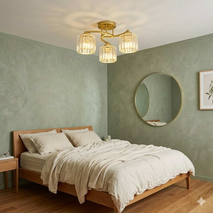 Ceiling Flush Mount Light Iron Crystal | 53 x 26 cm | E27 x 3 Triple LED