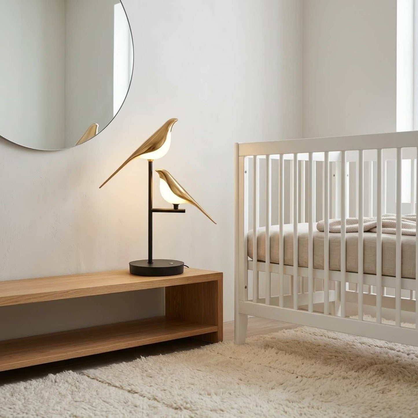 Golden Bird Table Lamp Post Modern | 7 x 21 Inch | 3000K 6000K Iron Acrylic