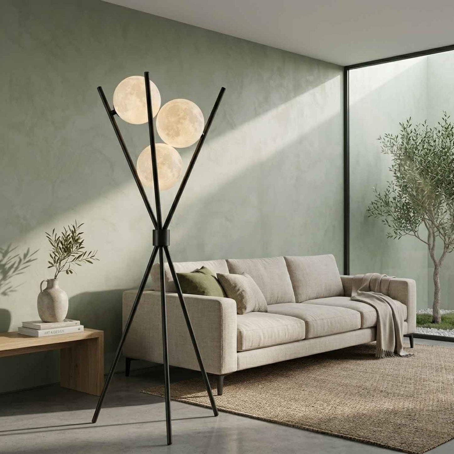 Contemporary LED Moon Floor Table Lamp | G9 x 3 | 25.6in to 65in Height