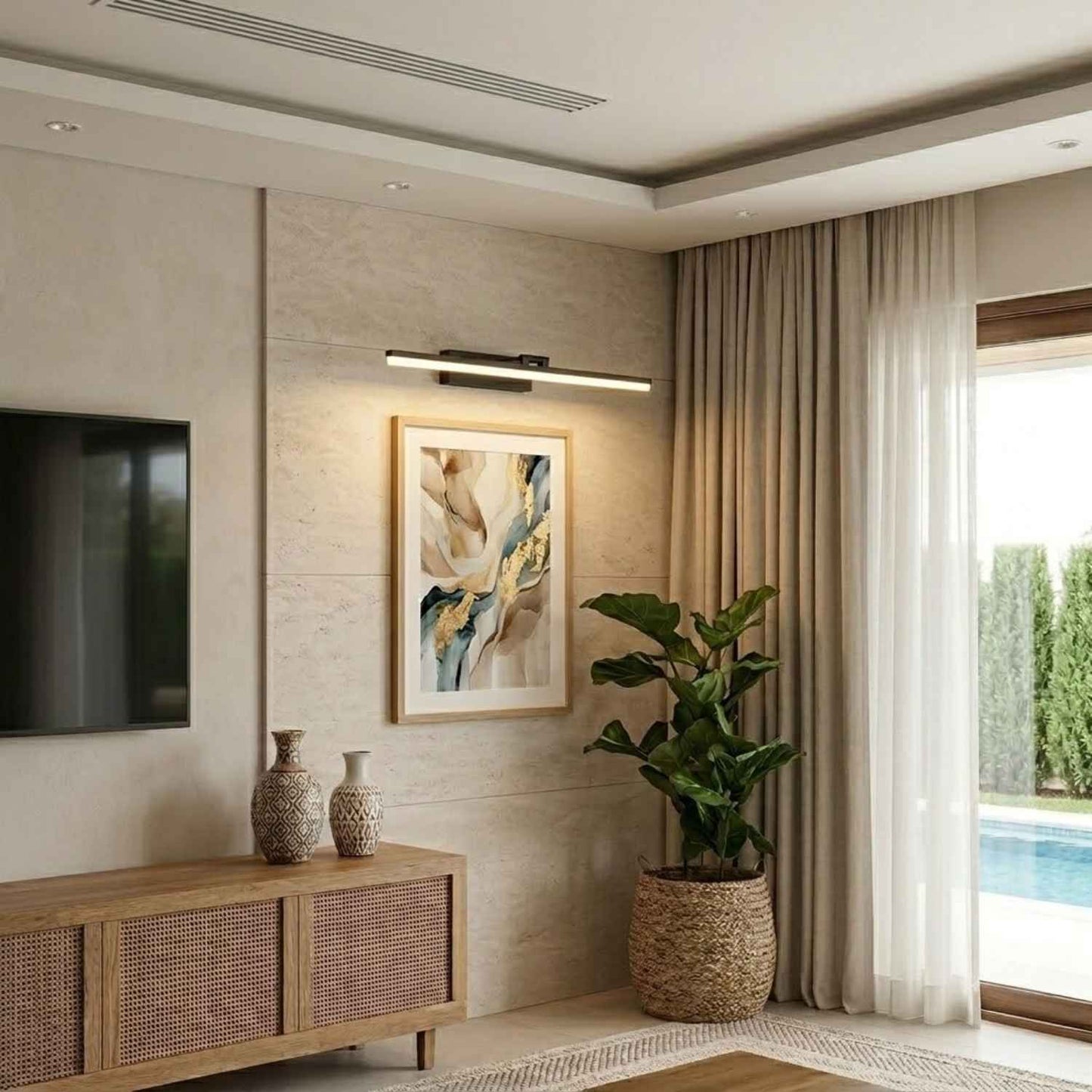 Black LED Bathroom Mirror Wall Light | 15 to 47 Inch | 24W 3 Color LED