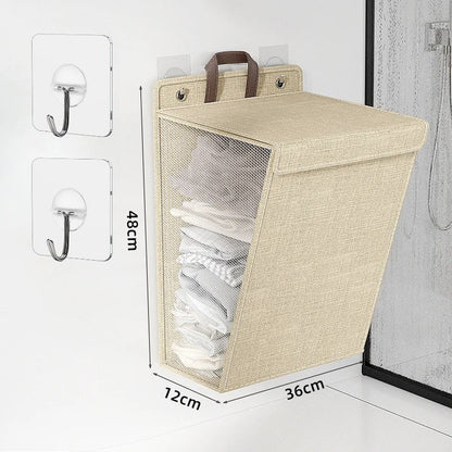 Wallora | Foldable Adhesive Laundry Basket | Wall-Mounted Clothes Hamper & Organiser