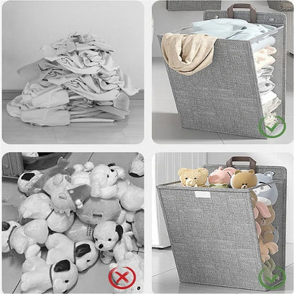 Wallora | Foldable Adhesive Laundry Basket | Wall-Mounted Clothes Hamper & Organiser
