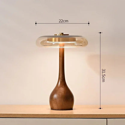 Andi Glass Table Lamp | Modern Brass & Wood Accent Light